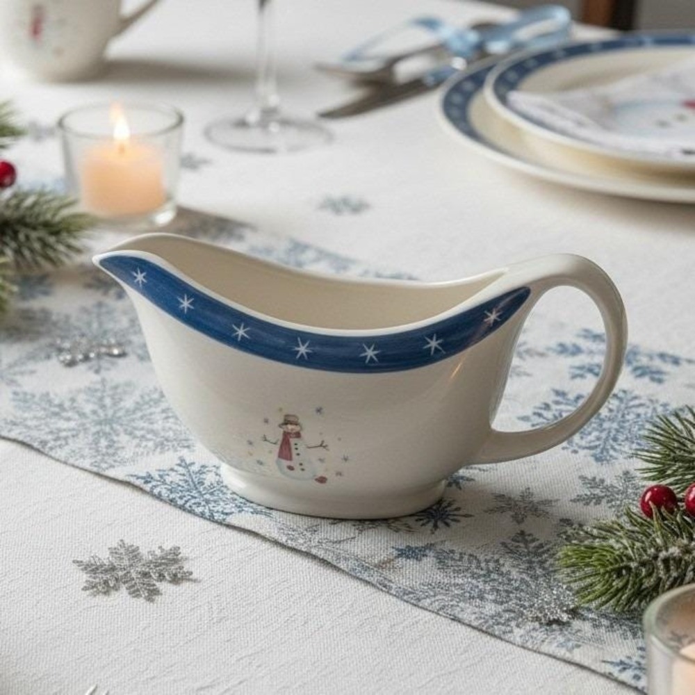 Holiday Home Snowman Stoneware Gravy Boat